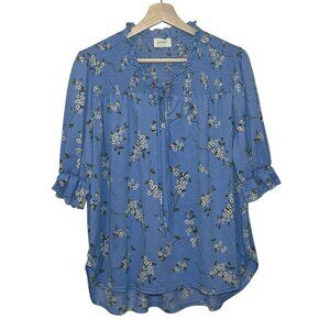 MELLODAY Floral Print Blouse in Blue